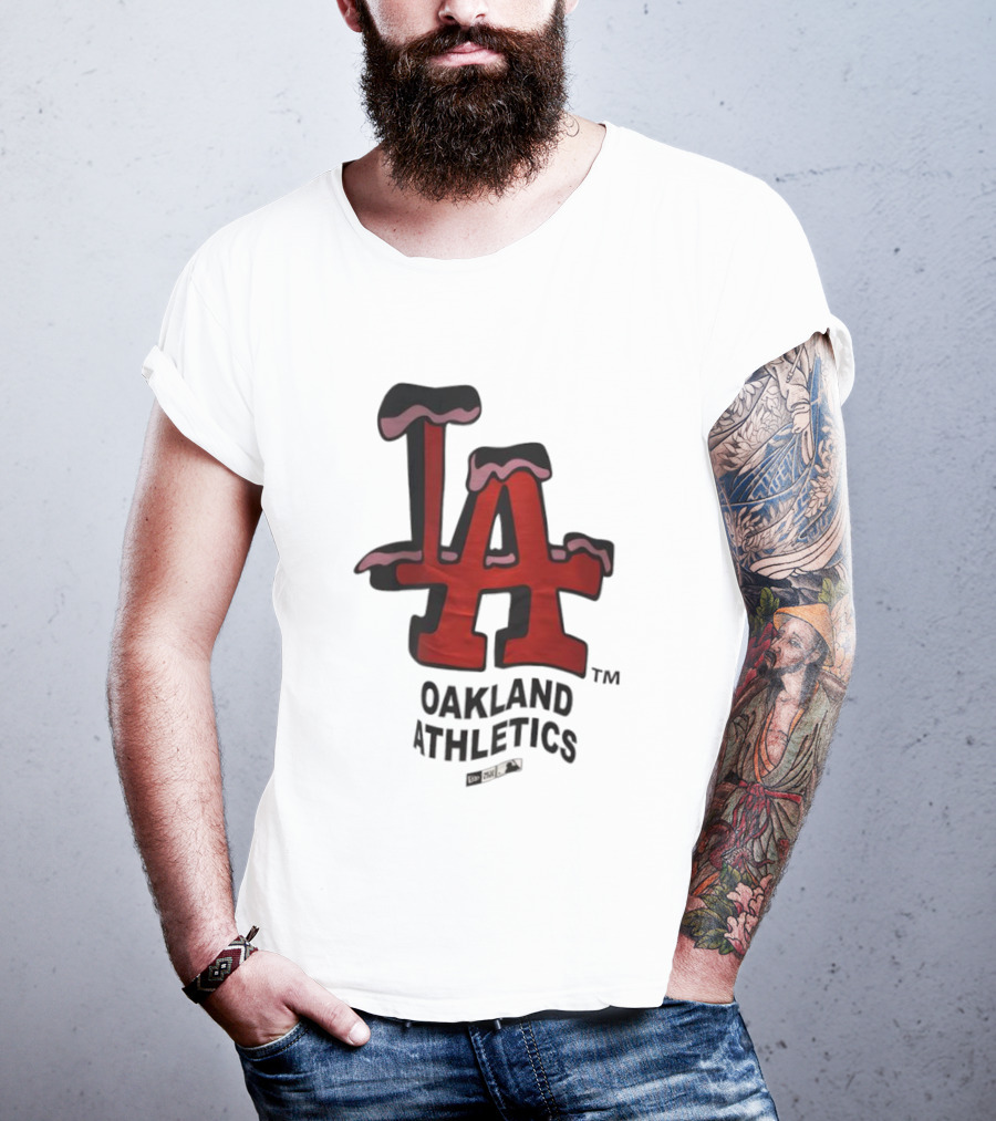 Los Angeles Dodgers Oakland Athletics Snow-Capped Letters T-Shirt