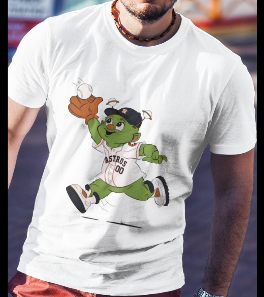 Houston Astros Orbit Mascot Catching Baseball T-Shirt