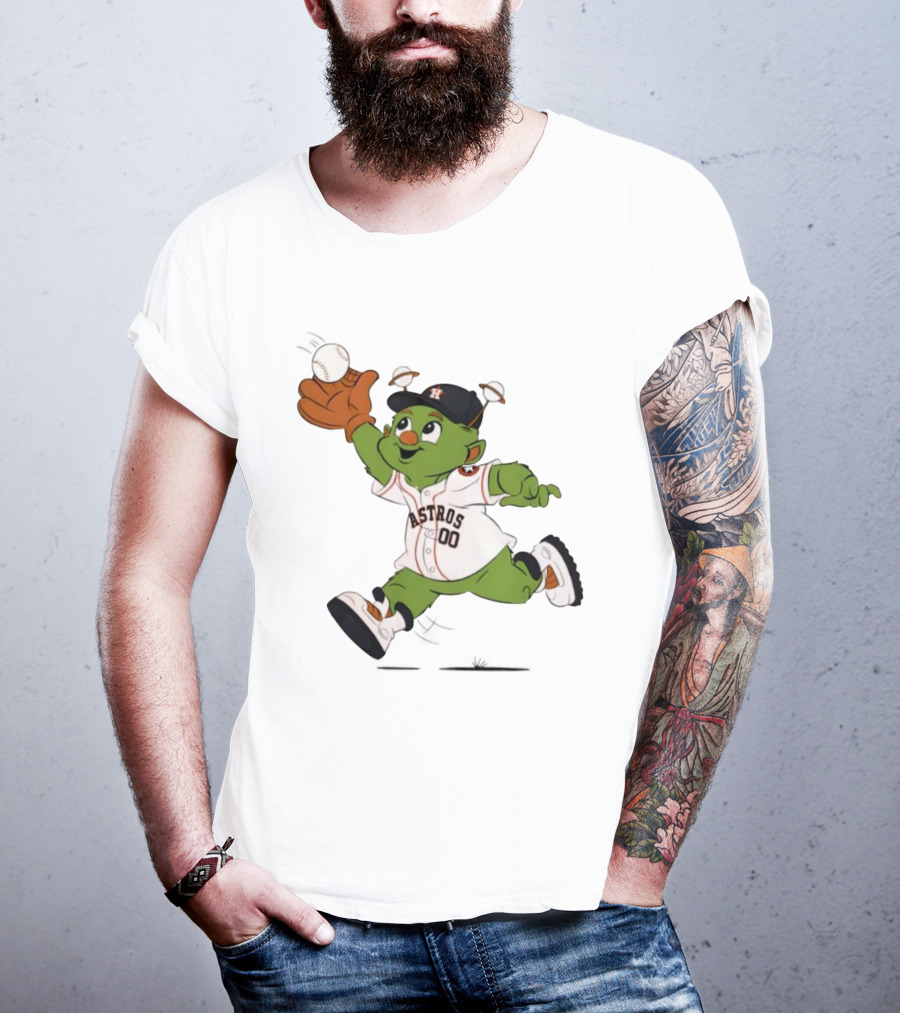 Houston Astros Orbit Mascot Catching Baseball T-Shirt