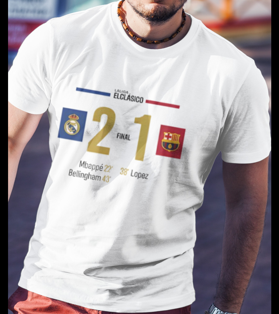 LaLiga ElClásico Real Madrid 2-1 Barcelona 2025 Final Mbappé Bellingham López T-Shirt