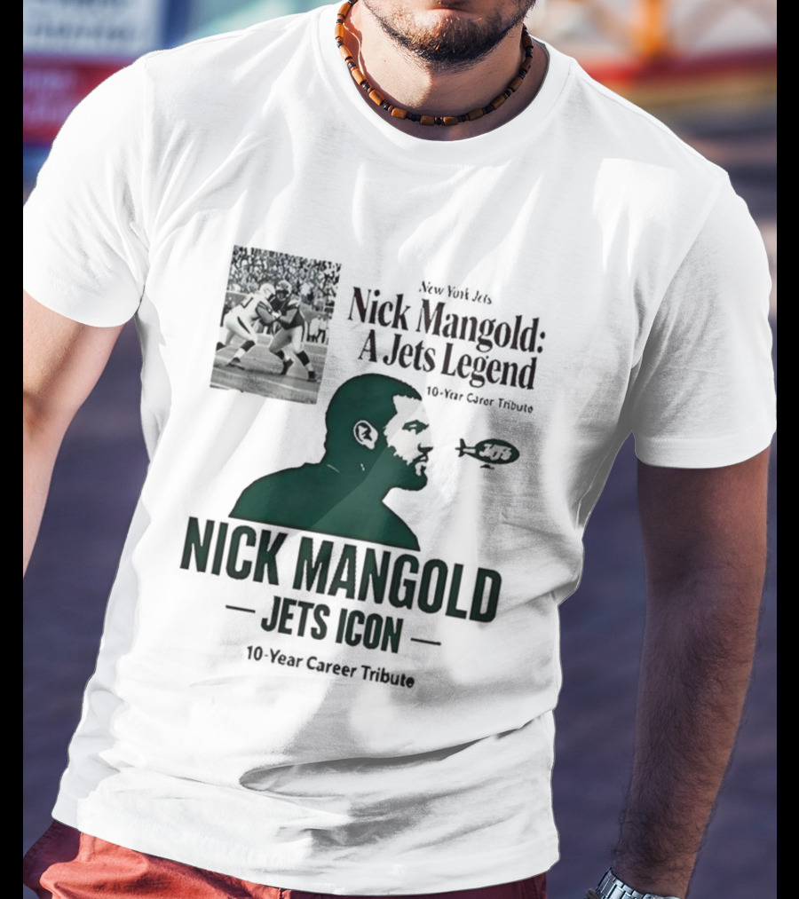 Nick Mangold Jets Icon 10-Year Career Tribute NFL Legend T-Shirt