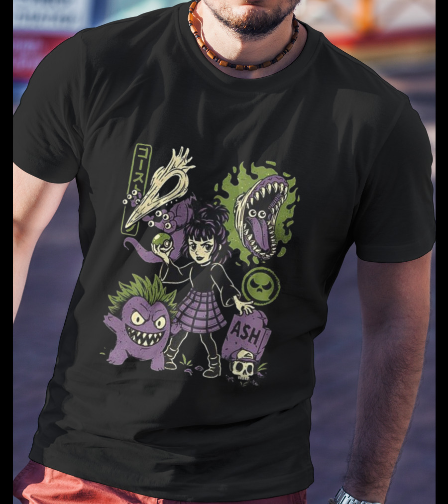 Ghost Monster Trainer Halloween Ash Tribute With Ghostly Characters T-Shirt
