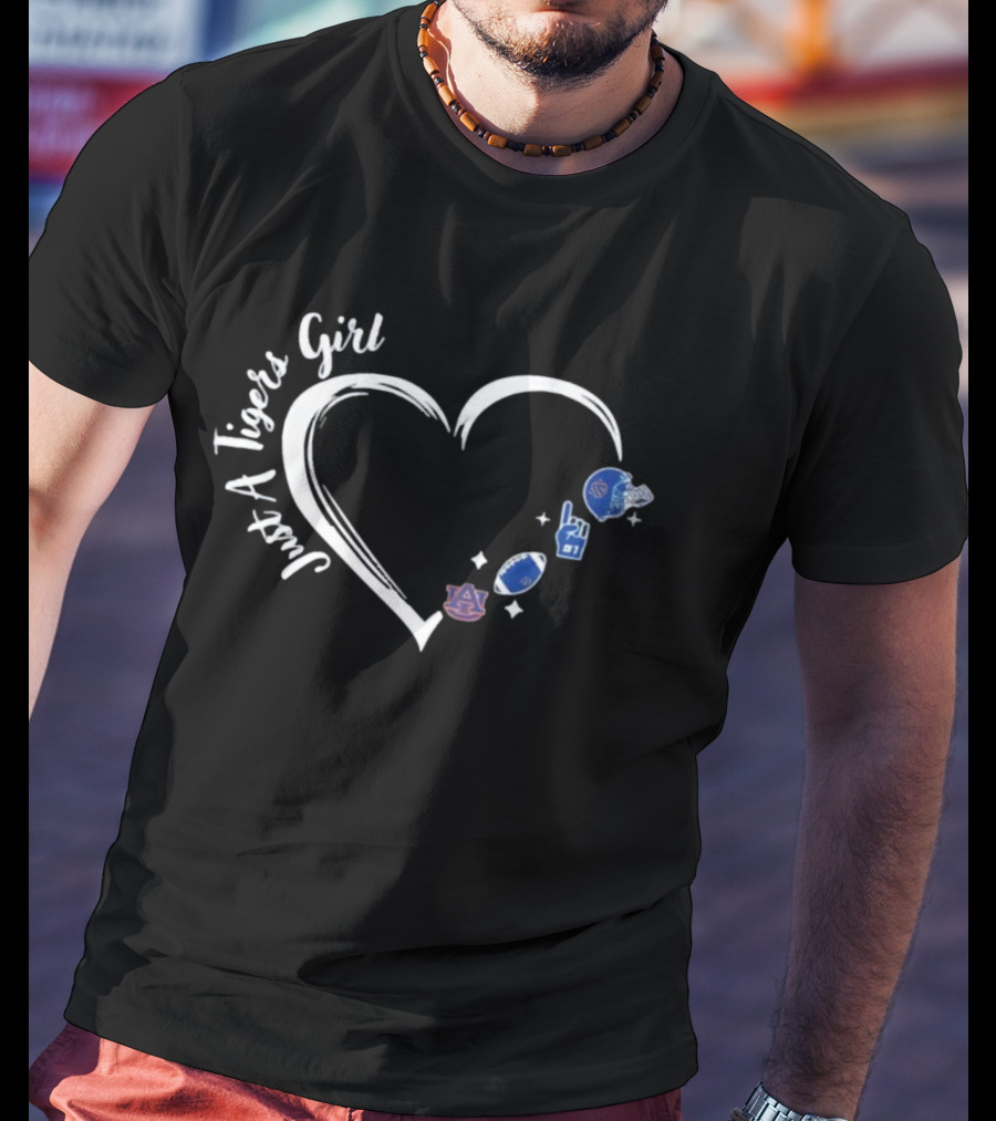 Just A Auburn Tigers Girl Heart Football Fan Icons T-Shirt