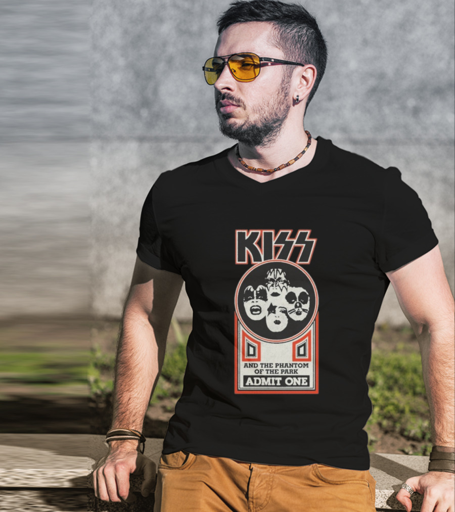 Kiss And The Phantom Of The Park Admit One Ticket Design T-Shirt