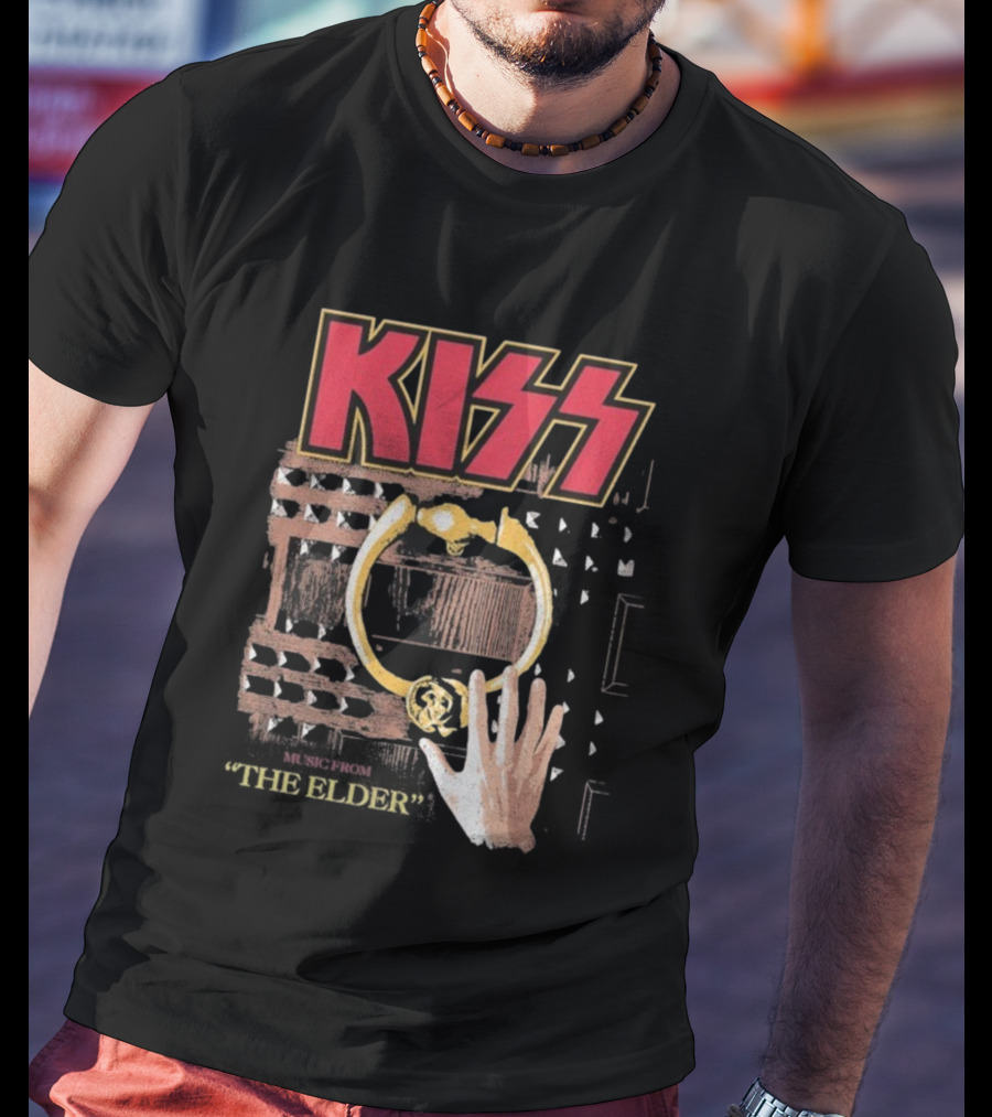 Kiss Music From The Elder Door Knocker Hand Iconic Rock Album Cover T-Shirt