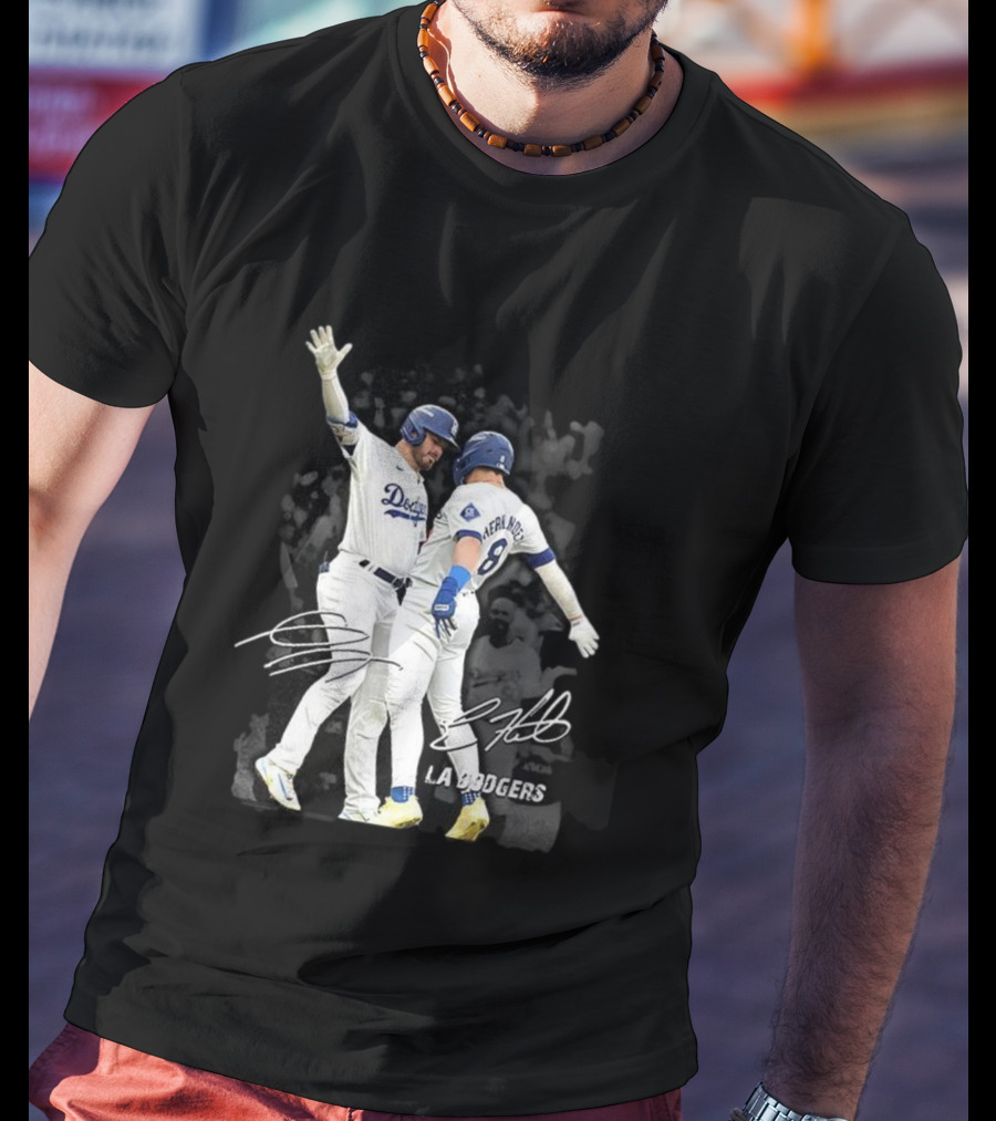 Kiké Hernandez Gavin Lux LA Dodgers Signature Celebration T-Shirt