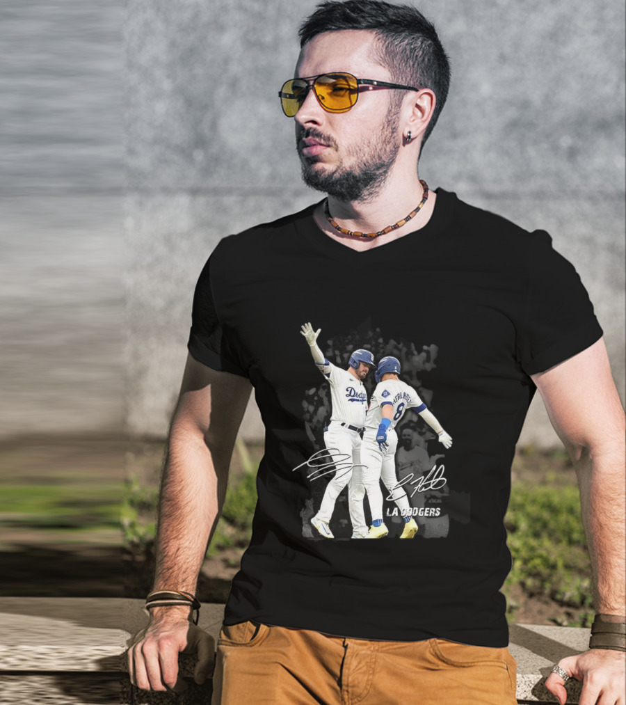 Kiké Hernandez Gavin Lux LA Dodgers Signature Celebration T-Shirt