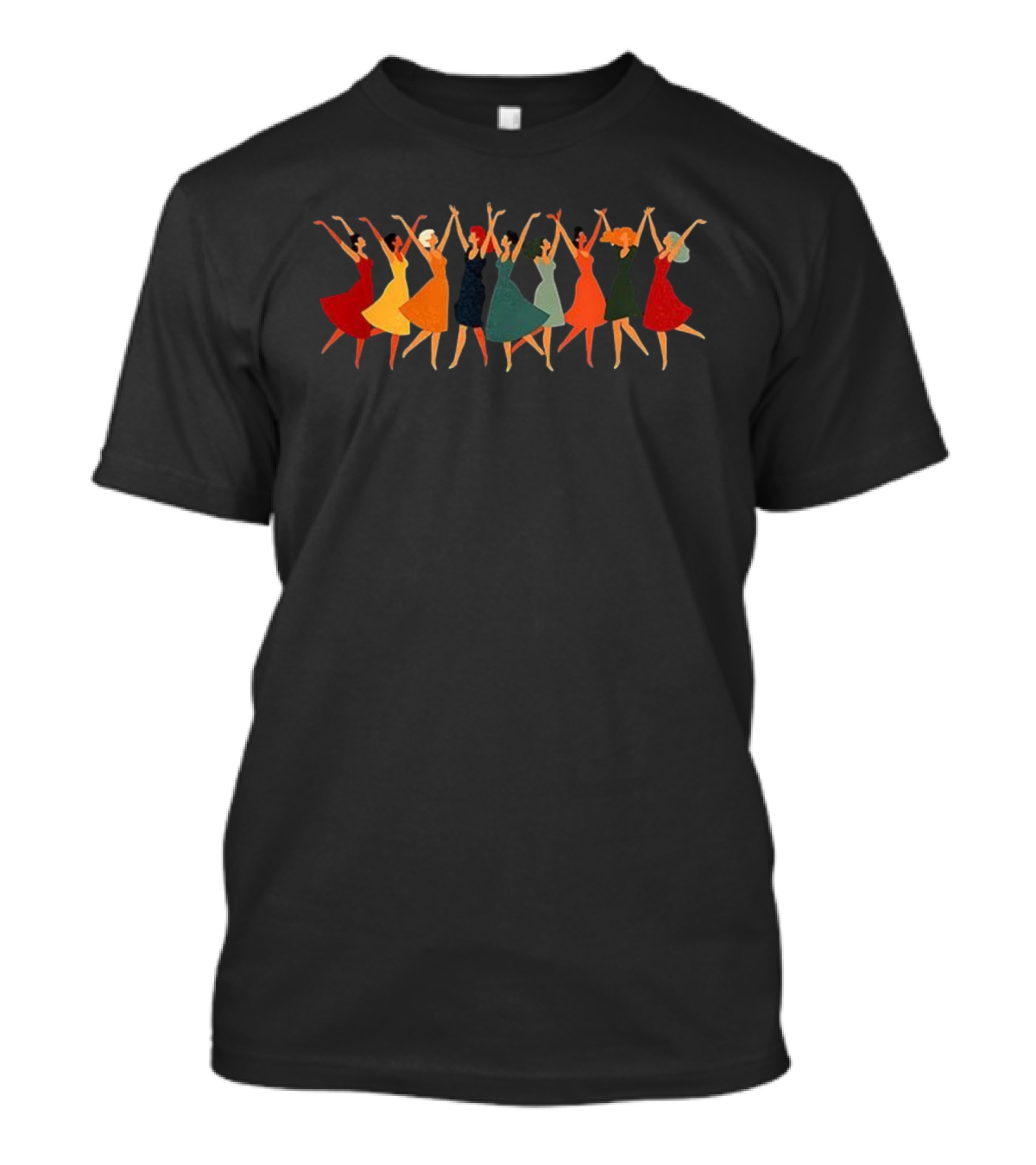 Nine Ladies Dancing Colorful Christmas Celebration T-Shirt