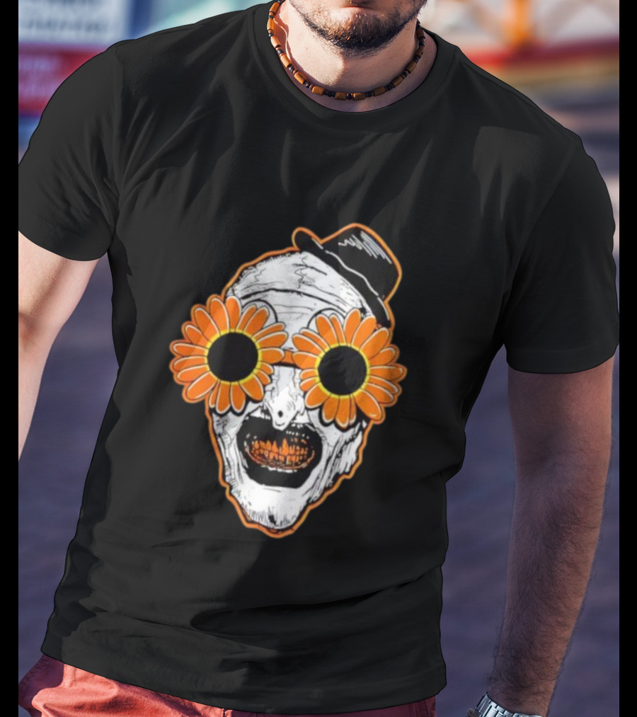 Art The Clown Creepy Halloween Sunflower Glasses Terrifier T-Shirt