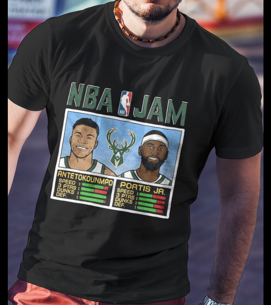 NBA Jam Antetokounmpo Portis Jr Milwaukee Bucks Classic Video Game T-Shirt