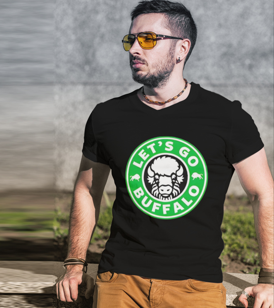 Let's Go Buffalo Green Circle Bison Badge T-Shirt
