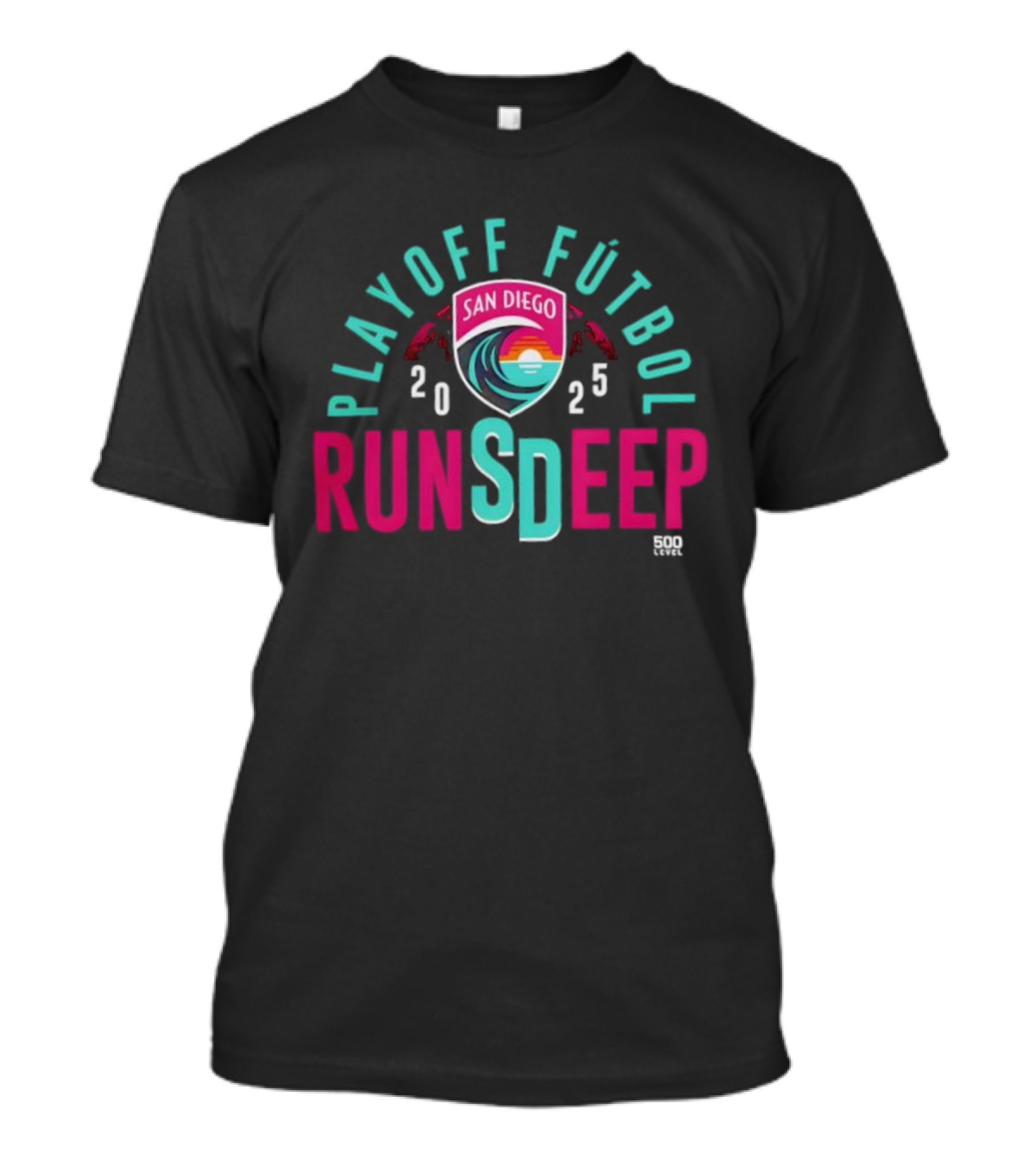 San Diego Wave FC 2025 Playoff Fútbol Runs Deep T-Shirt