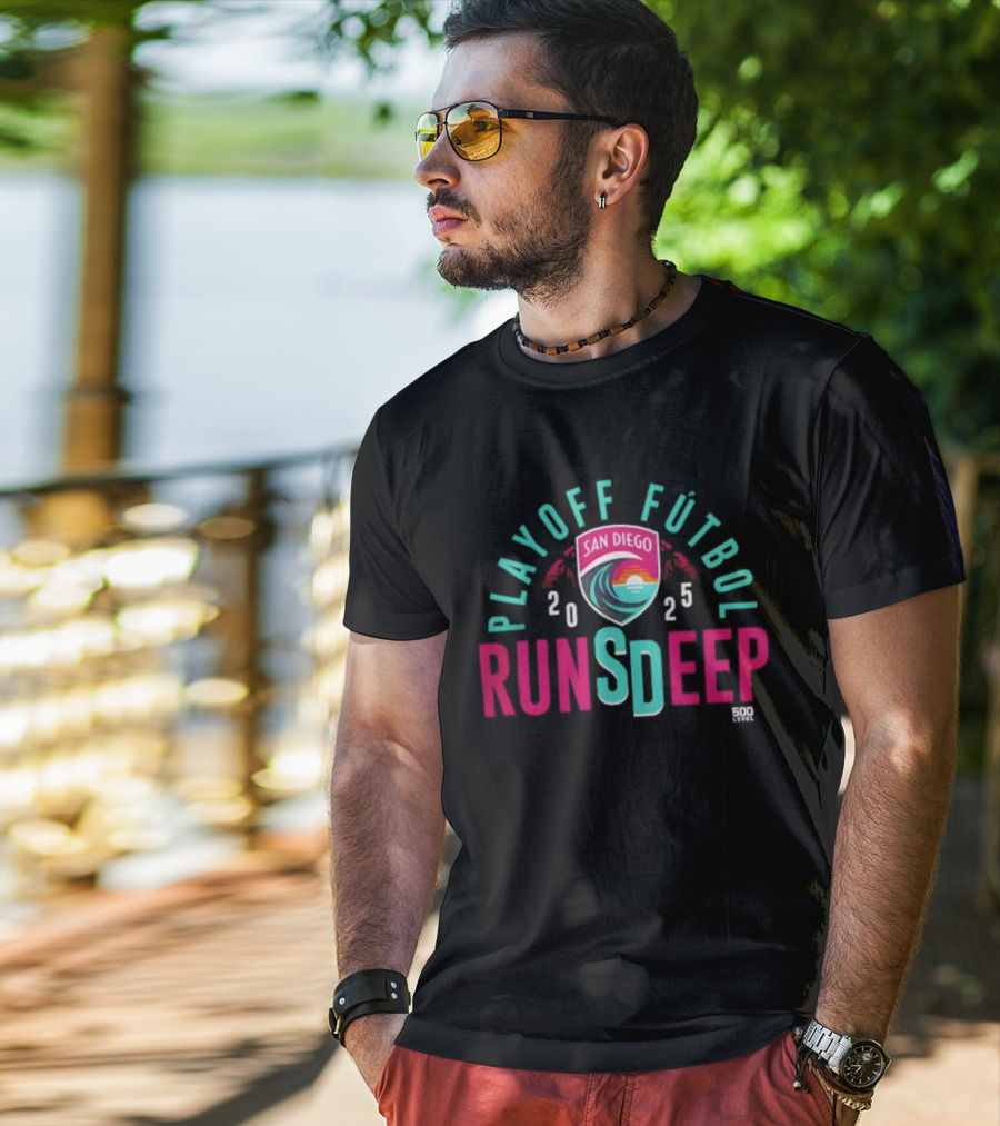 San Diego Wave FC 2025 Playoff Fútbol Runs Deep T-Shirt