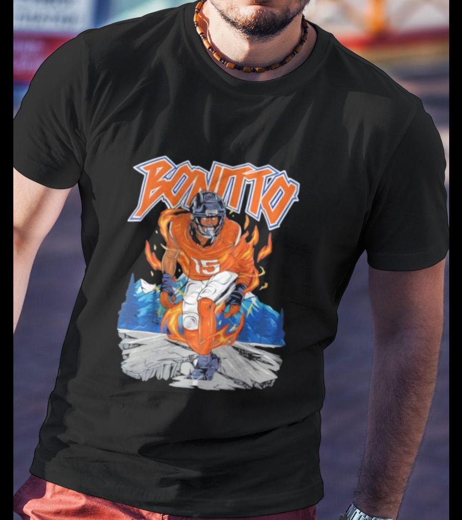 Bonitto 15 Football Flames And Mountains Graphic T-Shirt
