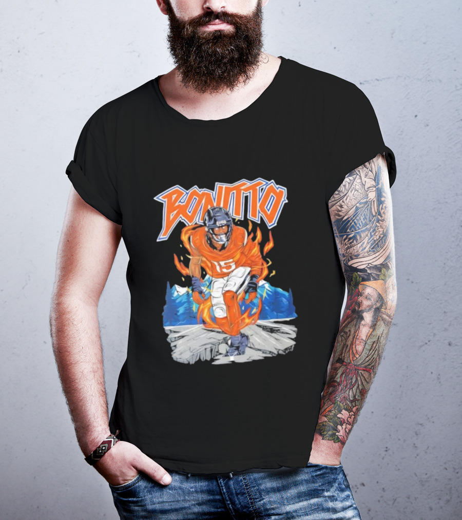 Bonitto 15 Football Flames And Mountains Graphic T-Shirt
