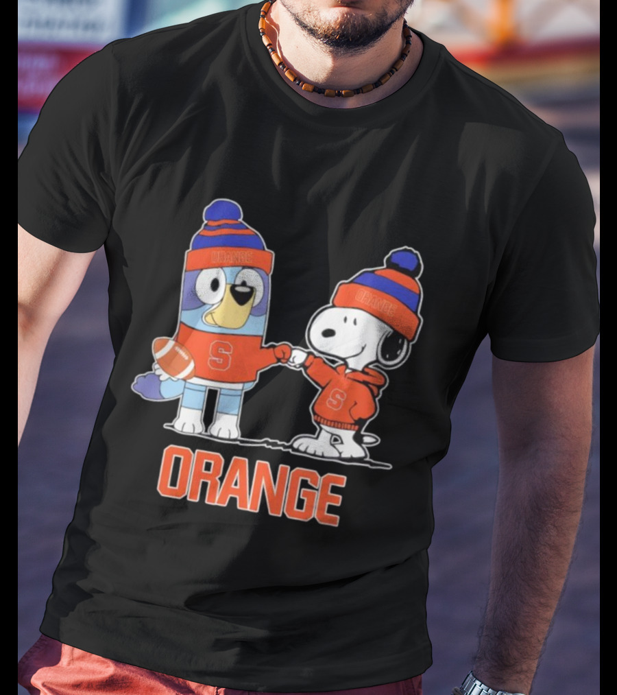 Snoopy Bluey Syracuse Orange Football Collaboration T-Shirt