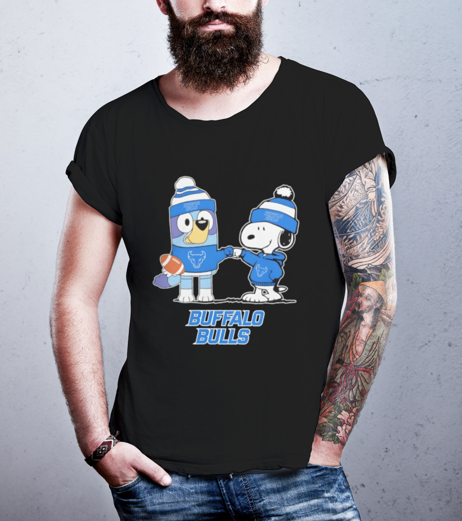 Snoopy Bluey Buffalo Bulls Football Collaboration T-Shirt