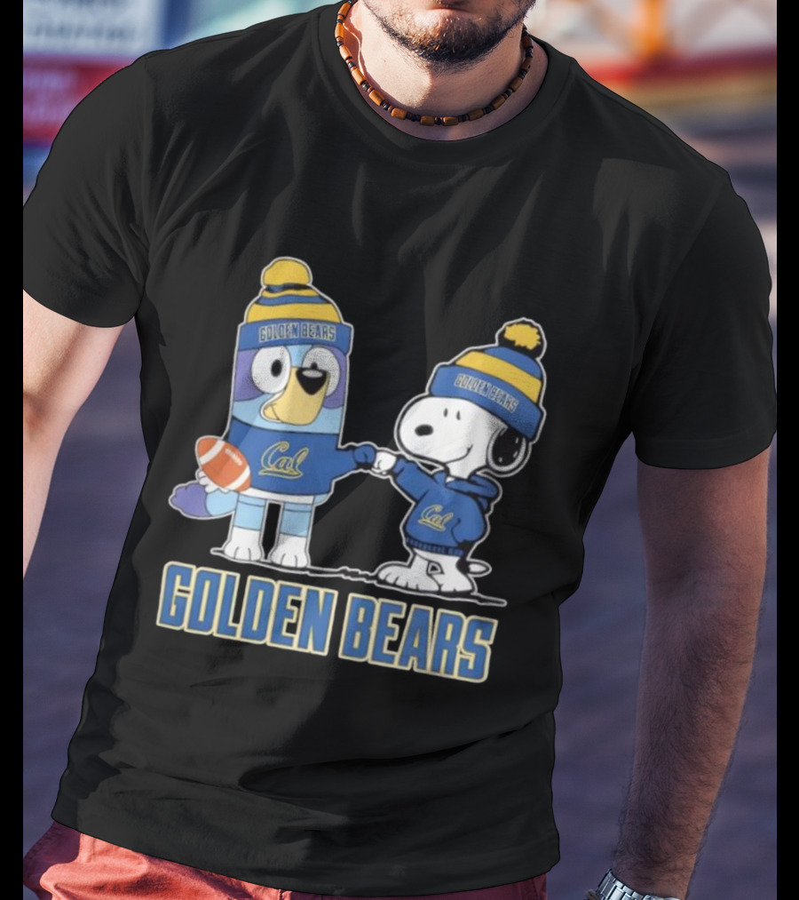 Snoopy Bluey Cal Bear Golden Bears Football Collaboration T-Shirt