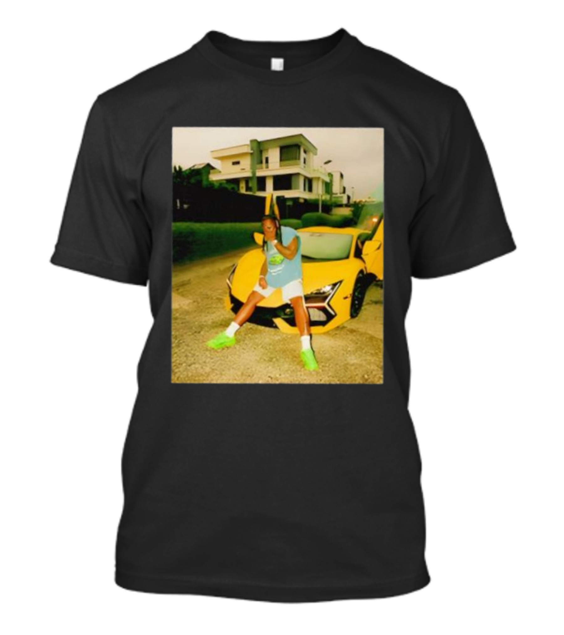 Thatojoboy Burna Boy Armless Style Yellow Sports Car Scene T-Shirt