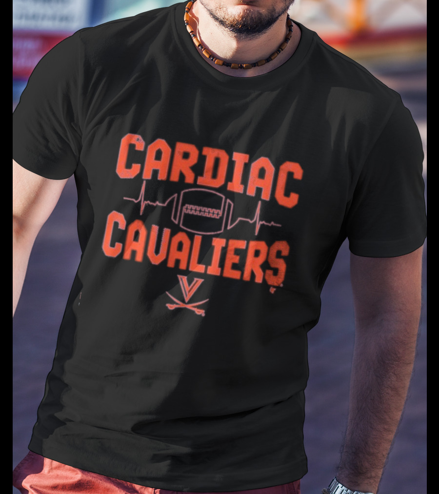 Cardiac Cavaliers Virginia Football Heartbeat Logo T-Shirt