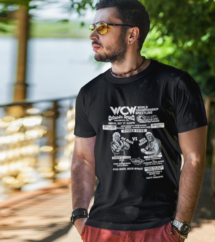 WCW World Championship Wrestling Clash Ric Flair Vs Hulk Hogan Orlando Arena Bash At The Beach T-Shirt