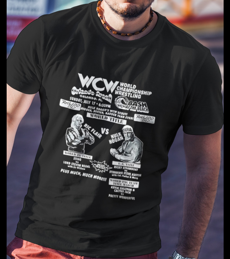 WCW World Championship Wrestling Clash Ric Flair Vs Hulk Hogan Orlando Arena Bash At The Beach T-Shirt