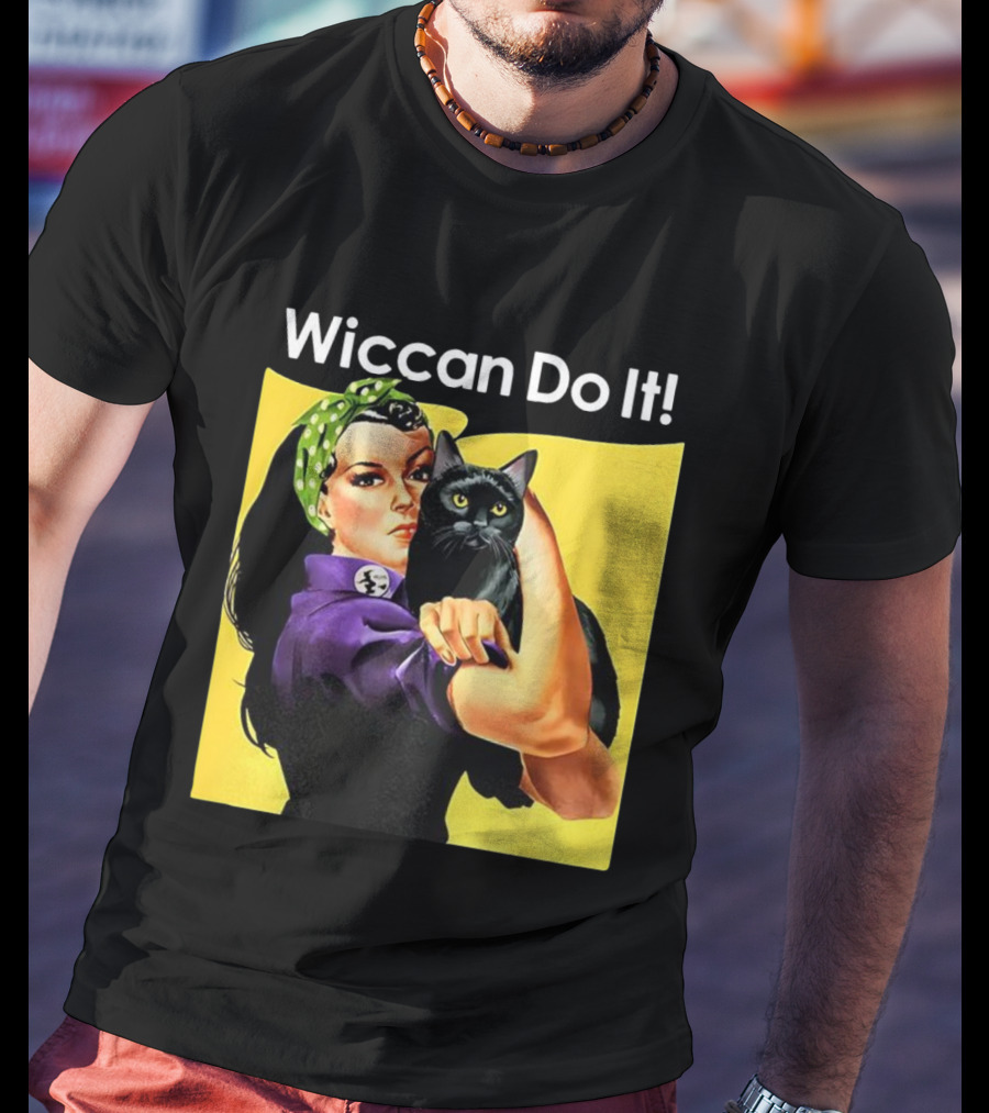 Wiccan Do It Rosie The Riveter Black Cat Magic Empowerment T-Shirt