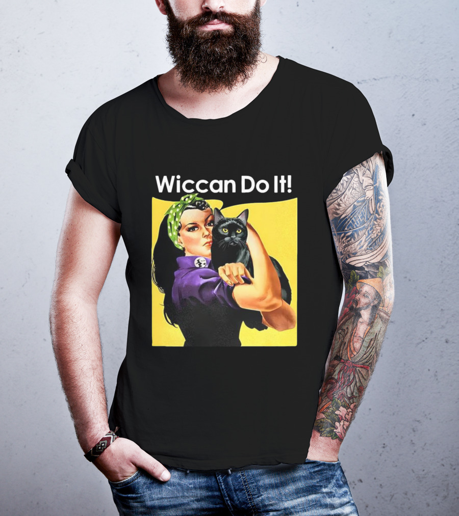 Wiccan Do It Rosie The Riveter Black Cat Magic Empowerment T-Shirt