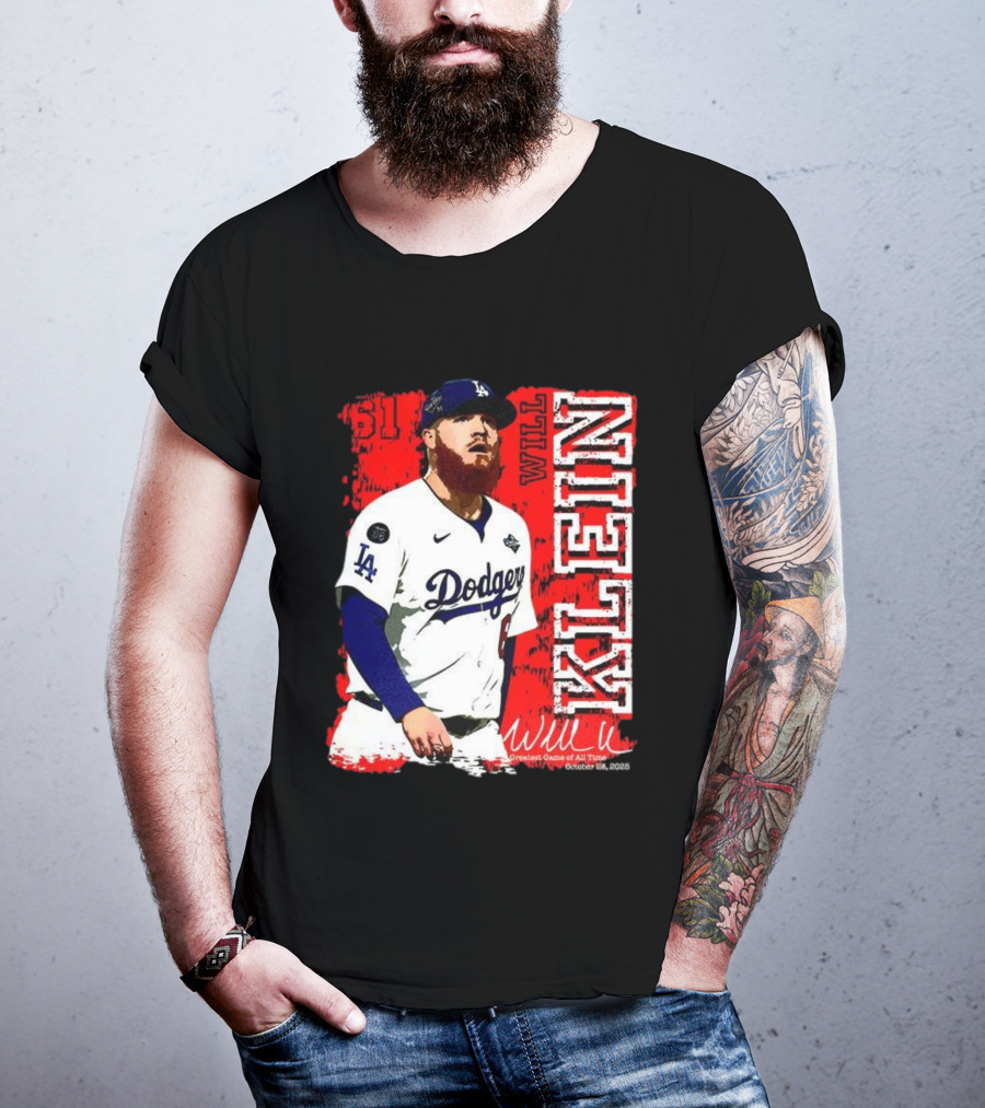 Will Klein Los Angeles Dodgers Number 61 Greatest Game Of All Time 2025 Signature T-Shirt