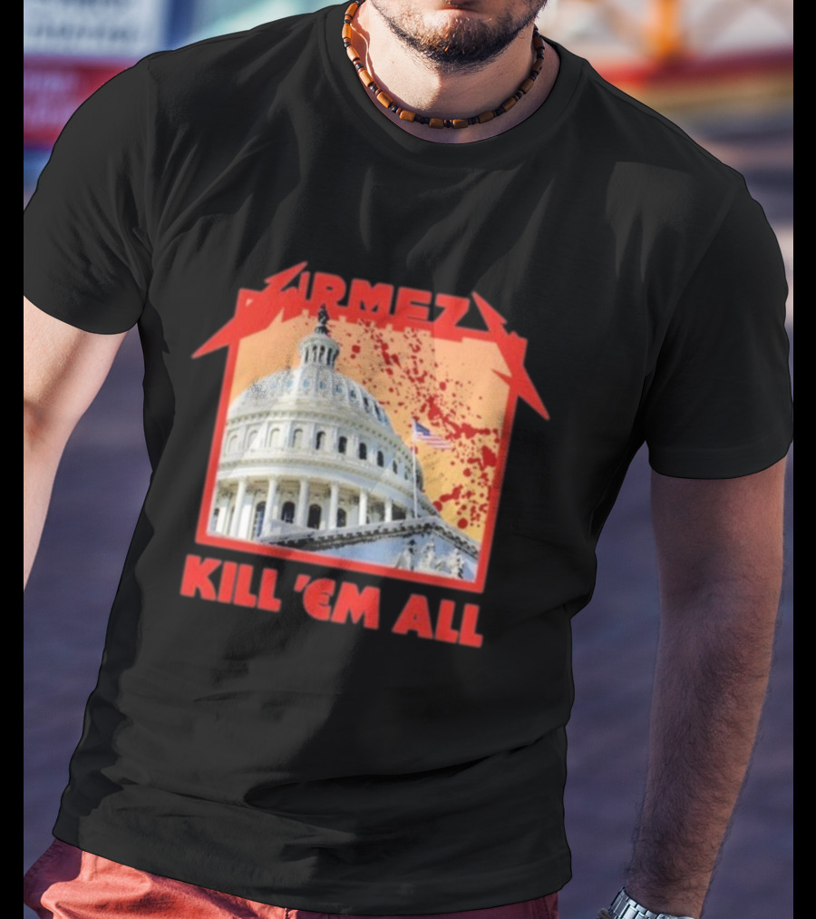 WRMFZY Kill Em All Capitol Blood Spatter American Flag T-Shirt