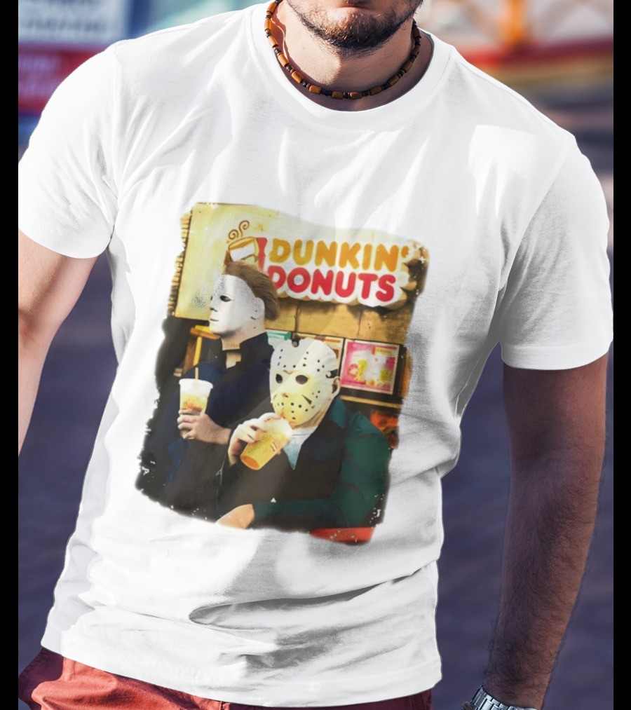 Dunkin Donuts Halloween Michael Jason Horror Movie Funny T-Shirt