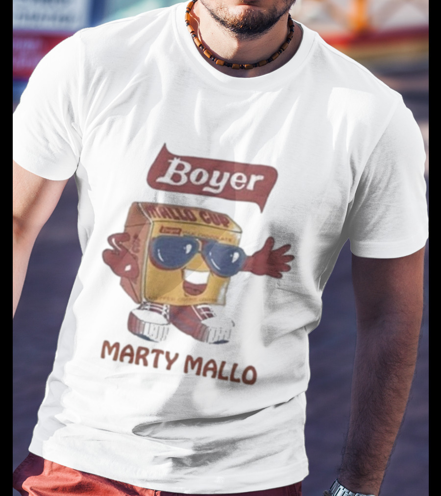 Boyer Mallo Cup Marty Mallo Character With Sunglasses T-Shirt