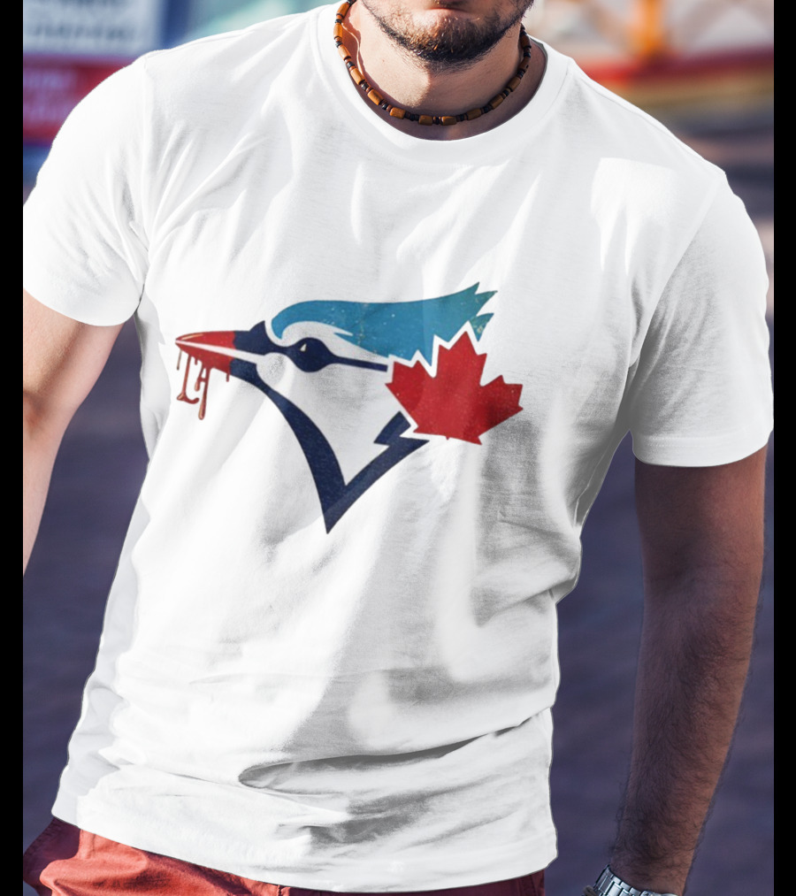 Toronto Blue Jays Dripping Maple Leaf Bird Emblem T-Shirt