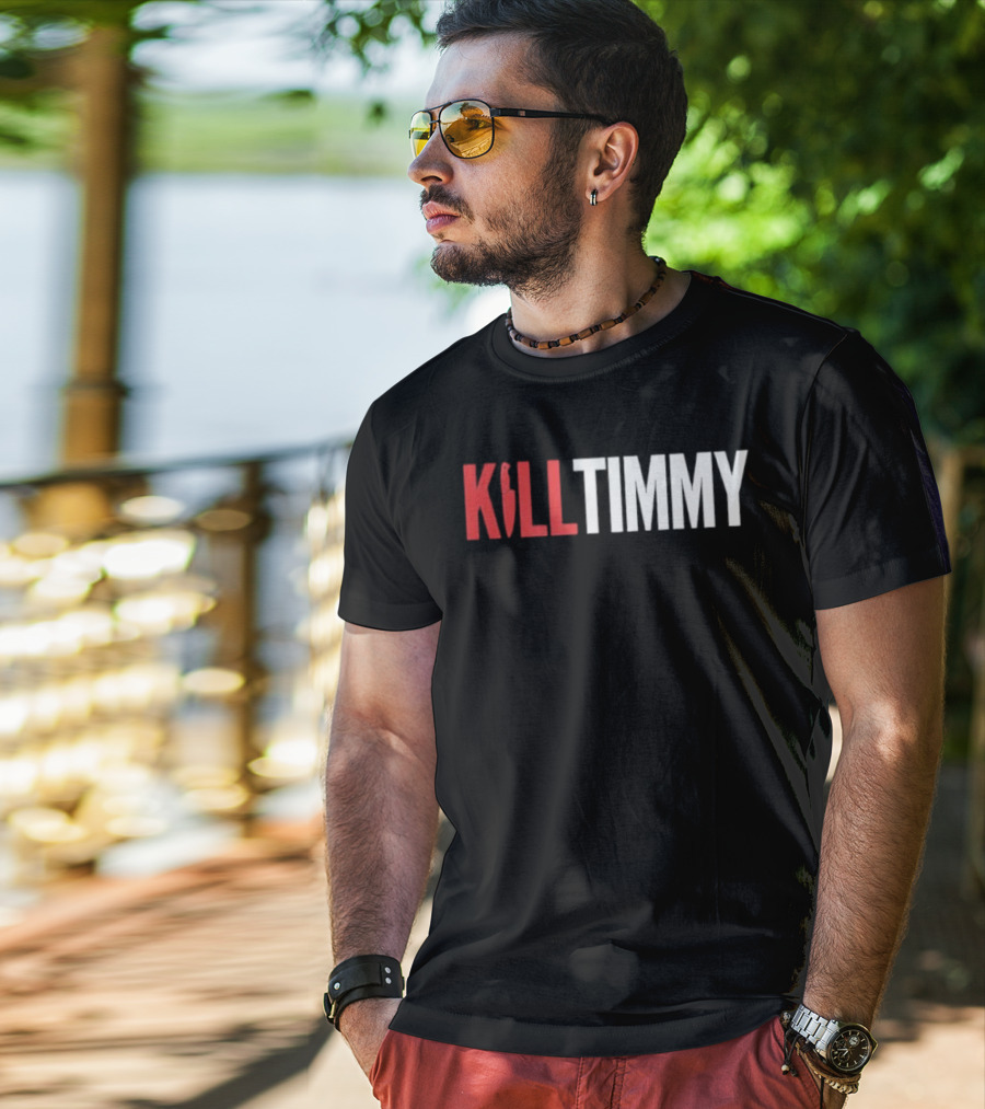 KILL TIMMY Knife Lettering Red White Contrast T-Shirt