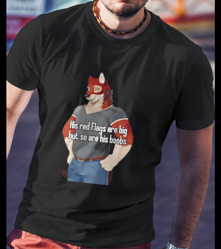 Leo Alvarez Novel Echo His Red Flags Are Big But So Are His Boobs Red Wolf Character T-Shirt