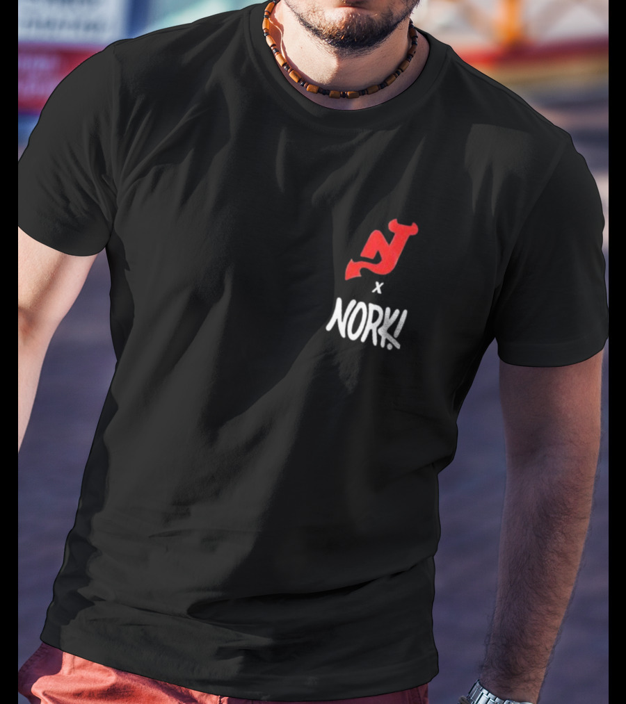 New Jersey Devils X Nork Los Diablos Collaboration Red NJ Logo T-Shirt