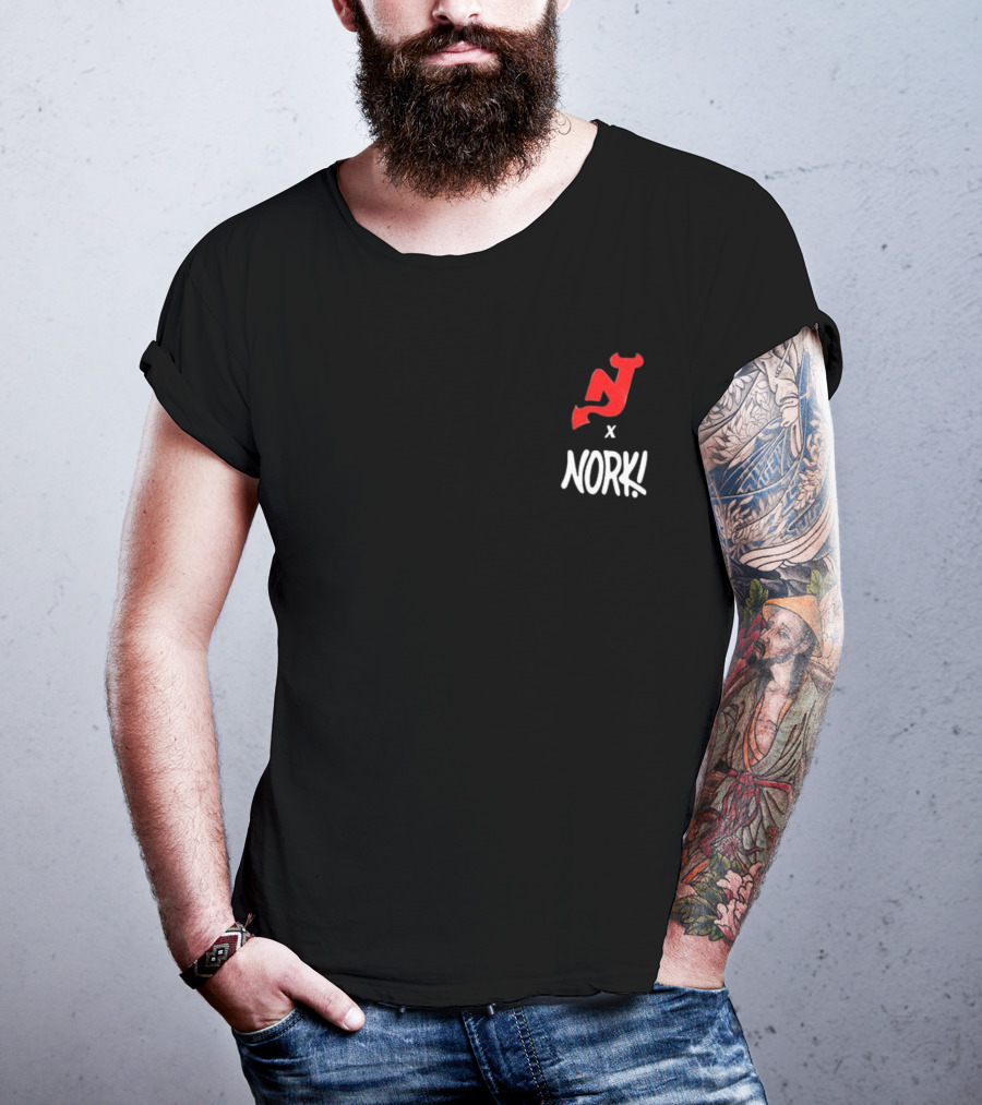 New Jersey Devils X Nork Los Diablos Collaboration Red NJ Logo T-Shirt