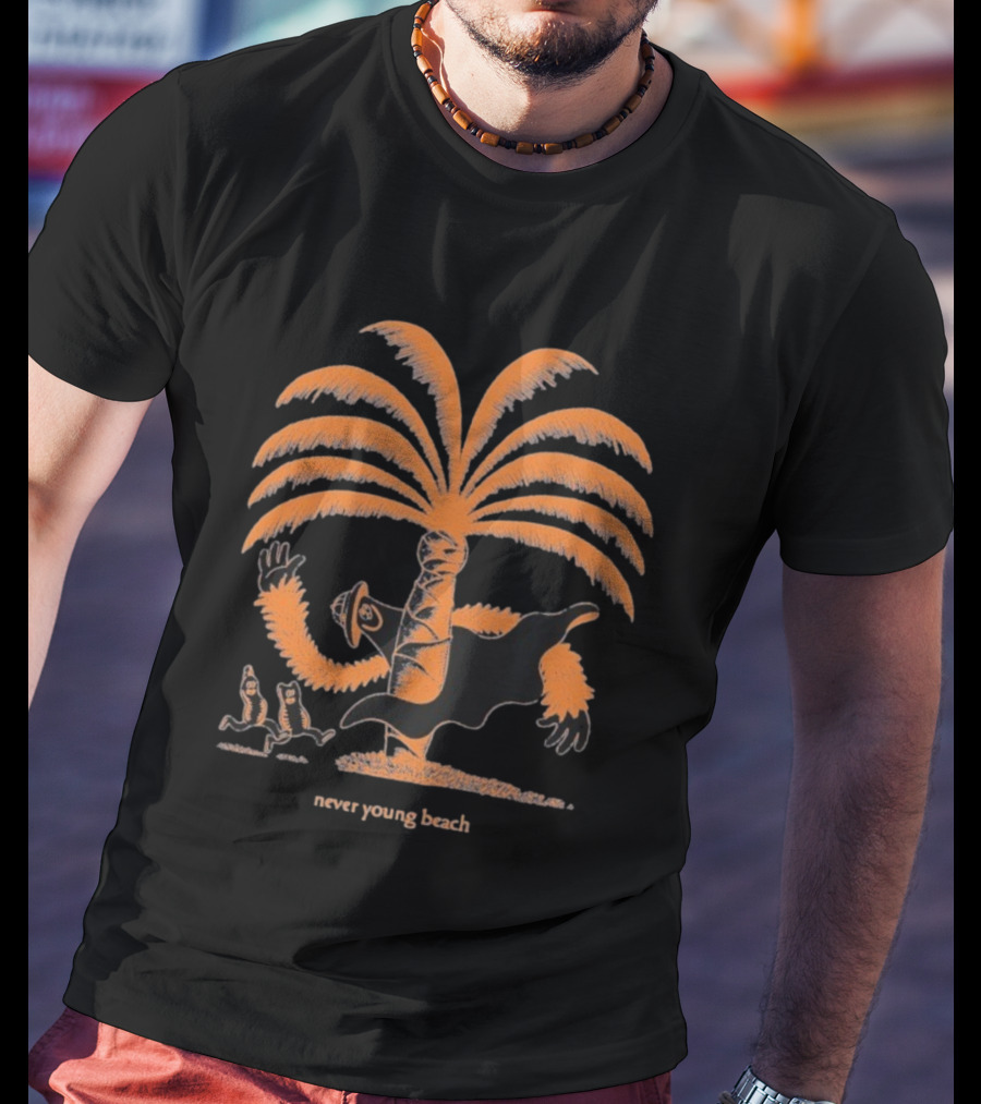 Never Young Beach Ghost Palm Tree Design Yashinoki T-Shirt