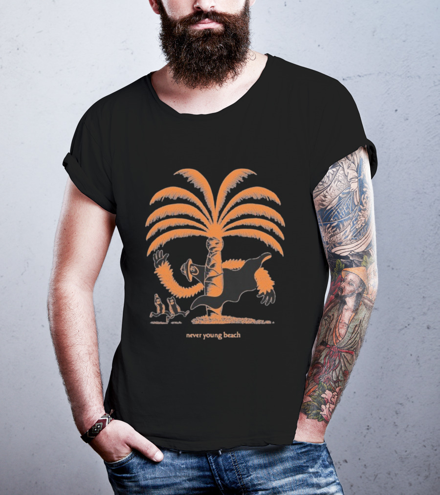 Never Young Beach Ghost Palm Tree Design Yashinoki T-Shirt