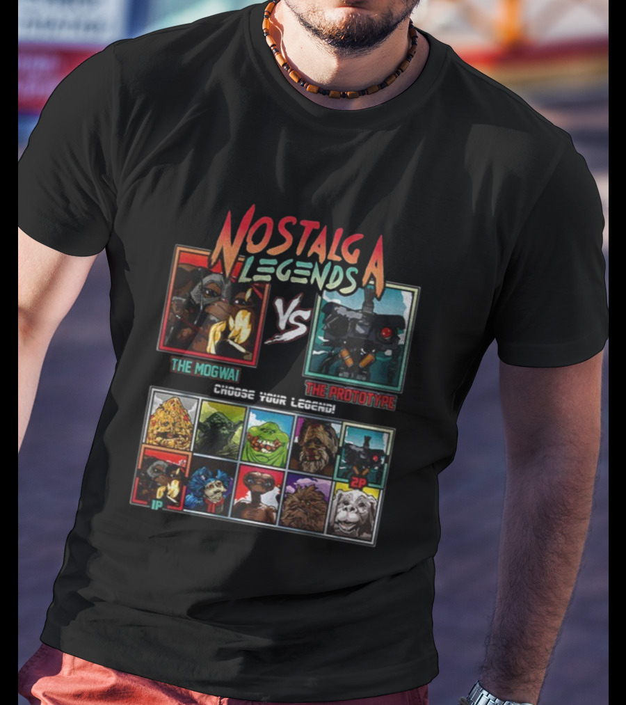 Nostalgia Legends Mogwai Vs Prototype Retro Battle Choose Your Legend T-Shirt