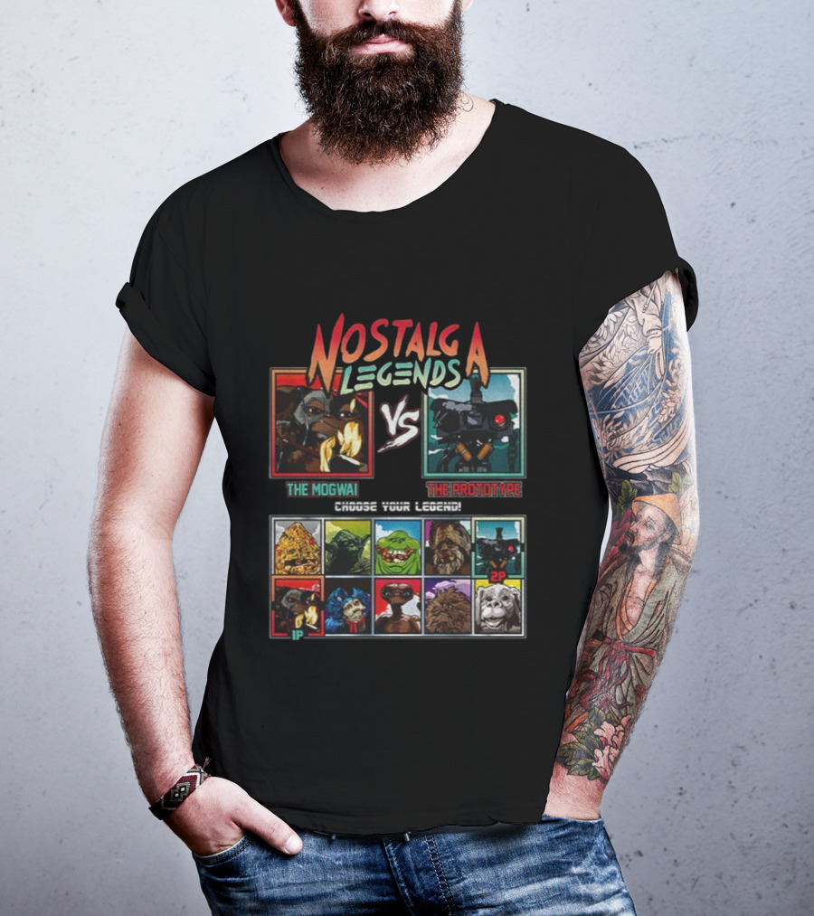 Nostalgia Legends Mogwai Vs Prototype Retro Battle Choose Your Legend T-Shirt