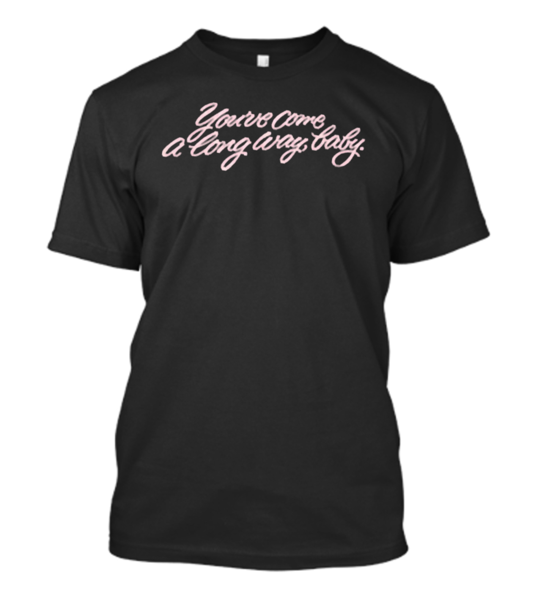 Olivia Wilde Wearing You've Come A Long Way Baby Text Pink Cursive T-Shirt