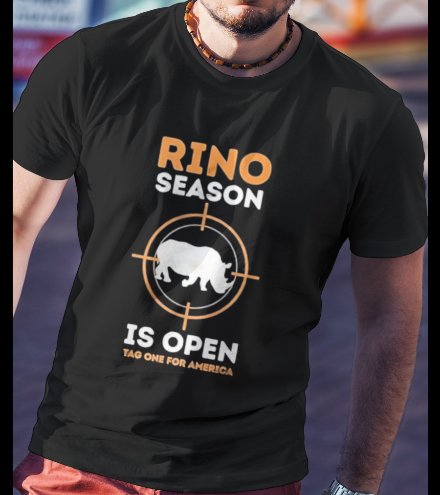 Rino Season Is Open Tag One For America Text With Target And Rhino Graphic T-Shirt