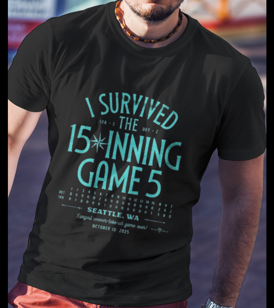 I Survived The 15 Inning Game 5 Seattle WA 2025 Seattle Mariners T-Shirt