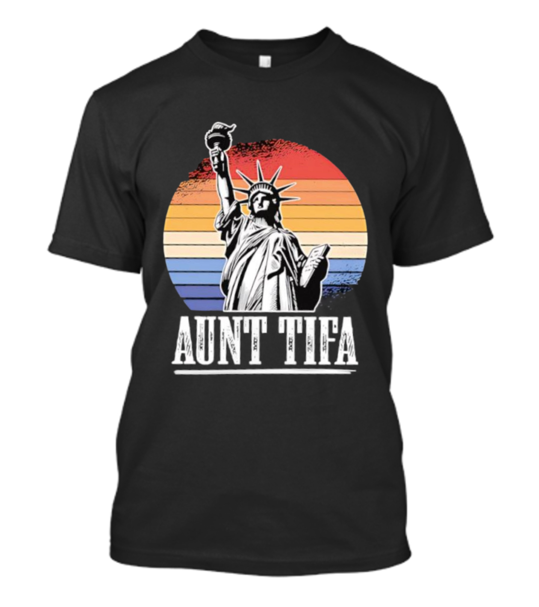Statue Of Liberty Aunt Tifa Vintage Retro Stripes T-Shirt