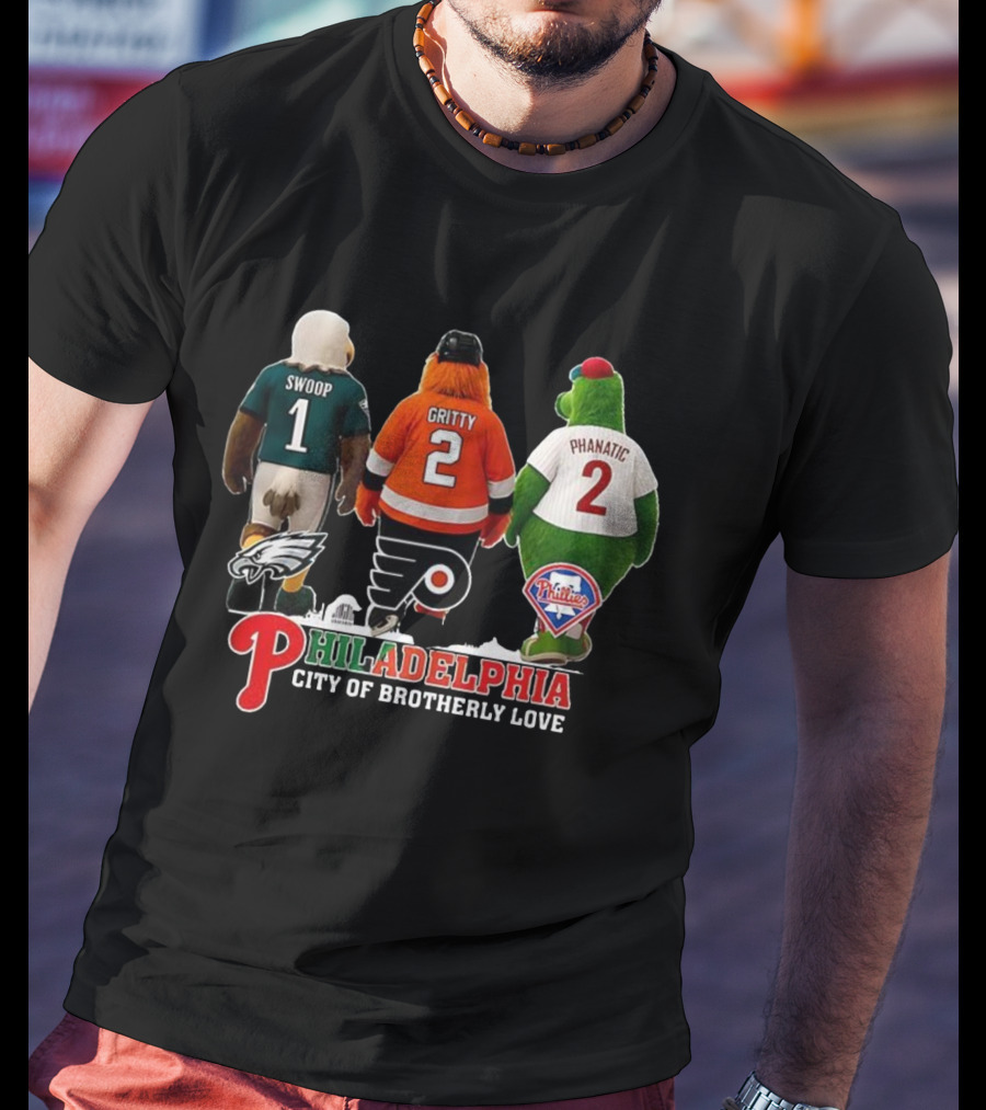 Swoop Gritty Phanatic Philadelphia City Of Brotherly Love Eagles Flyers Phillies T-Shirt