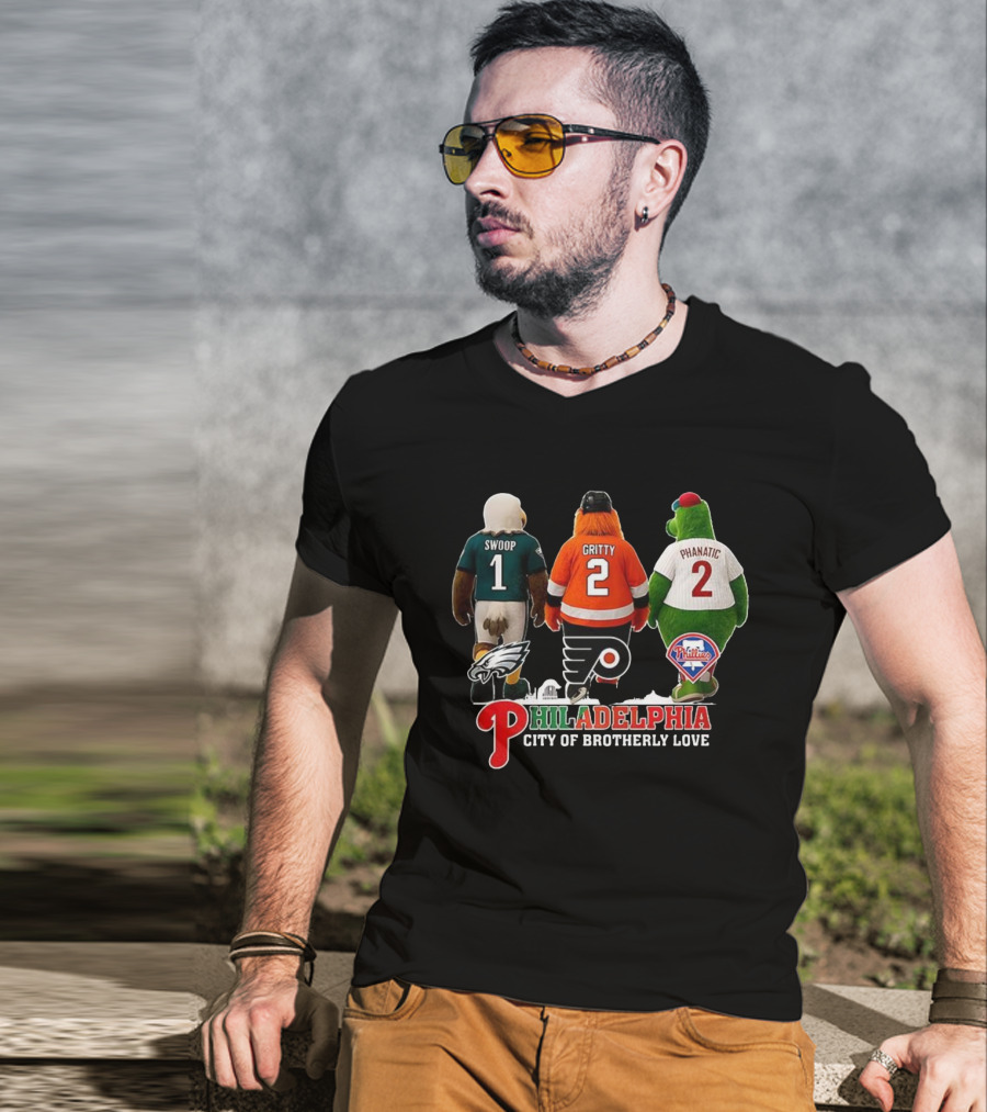 Swoop Gritty Phanatic Philadelphia City Of Brotherly Love Eagles Flyers Phillies T-Shirt