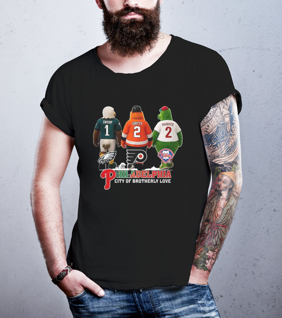 Swoop Gritty Phanatic Philadelphia City Of Brotherly Love Eagles Flyers Phillies T-Shirt
