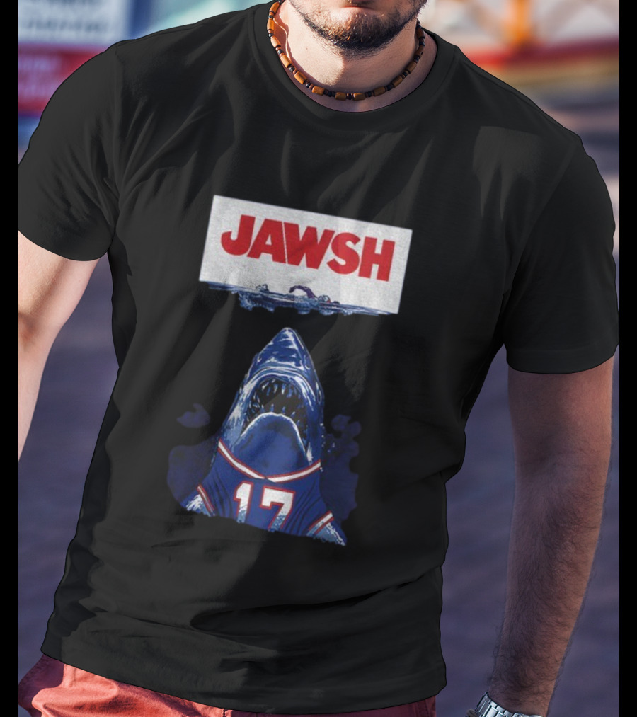 Buffalo Bills Josh Allen 17 Jawsh Jaws Pop Culture Mashup T-Shirt