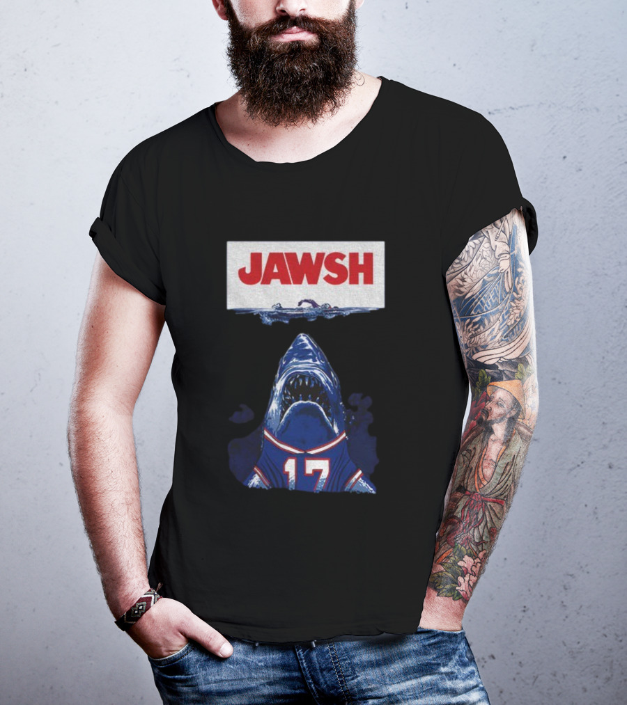 Buffalo Bills Josh Allen 17 Jawsh Jaws Pop Culture Mashup T-Shirt